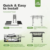 LET'S CAMP Folding Camping Table, Portable Aluminum Roll-up Picnic Backpacking Table with Adjustable Height, Large Storage and Carrying Bag for Picnic, Camping, BBQ, Party, Backyard, Beach