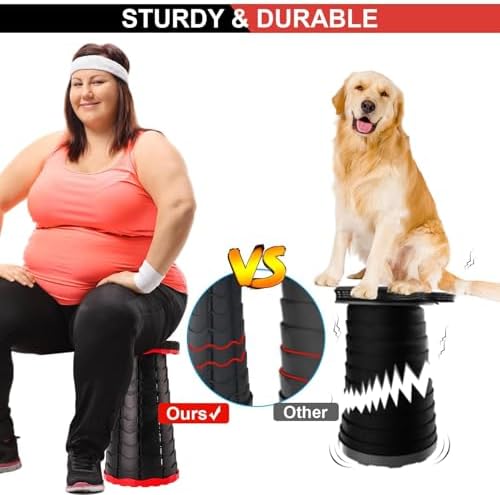 Upgraded Foldable Stool Thickened, Portable Collapsible Stool Retractable Stool for Fishing, Hiking, BBQ, Parties, Outdoor Activities (Red) (2)