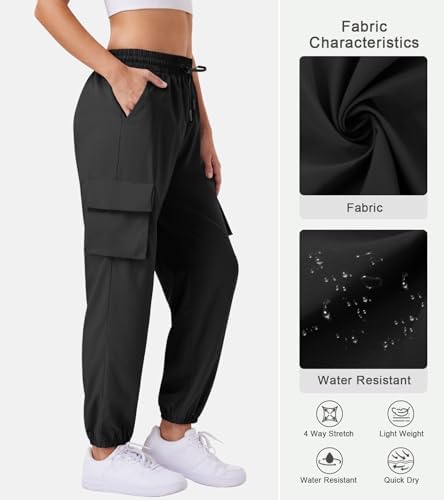 Womens Cargo Pants Lightweight Quick Dry Waterproof Hiking Pants Summer Casual Joggers with 4 Pockets