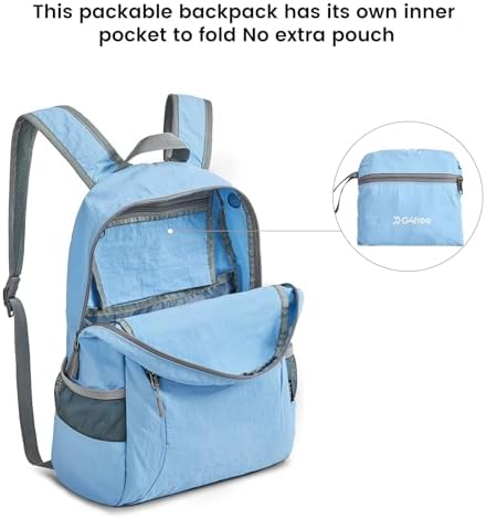 G4Free 20L Lightweight Packable Backpack Travel Hiking Daypack Foldable Backpack for Men Women(Light Blue)