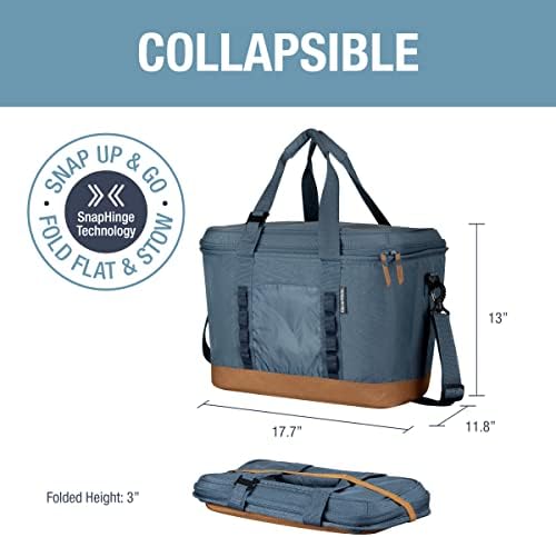 CleverMade Collapsible Insulated Cooler Bag – 50 Can Leakproof Soft Cooler for Beach, Travel, Car – Shoulder Strap, Bottle Opener – Ocean