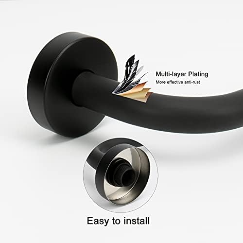 NearMoon S Shaped Shower Head Riser Pipe, Shower Extender Arm with Flange, Standard 1/2" Connection- Bathroom Accessory, 12 Inch (1 Pack, Matte Black)