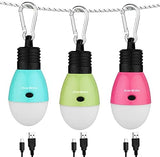 EverBrite Rechargeable Camping Light, Portable Tent Lantern, 3 Lighting Modes, Hanging Tent Light Bulbs with Clip Hook for Hiking, Fishing, Backpacking, Emergency and More(3 Pack)