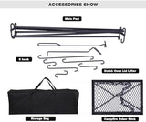 REDCAMP Grill Swing Campfire Grill Stand with Iron Grill Grate, Collapsible Campfire Cooking Rack w/6 Hooks,Portable Cookware Hanging Rack Outdoor Camping Bonfire for Cookware & Dutch Oven,Rectangle