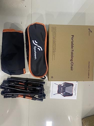 Sportneer Camping Chairs, Lightweight Outdoor Chairs with 2 Side Pockets & Storage Bag, Foldable & Portable Lawn Chairs for Camping Hiking Lawn Picnic Beach Outdoor Travel (1, Orange)