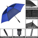 MRTLLOA 54/62/68/72 Inch Automatic Open Golf Umbrella, Extra Large Oversize Double Canopy Vented Windproof Waterproof Stick Umbrellas for Rain