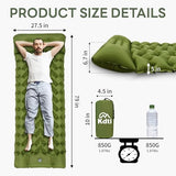 Ultralight Inflatable Sleeping Pad with Built-in Foot Pump - Upgraded Durable Air Mattress for Camping, Backpacking, Hiking - Compact Design Includes Carry Bag (Green)