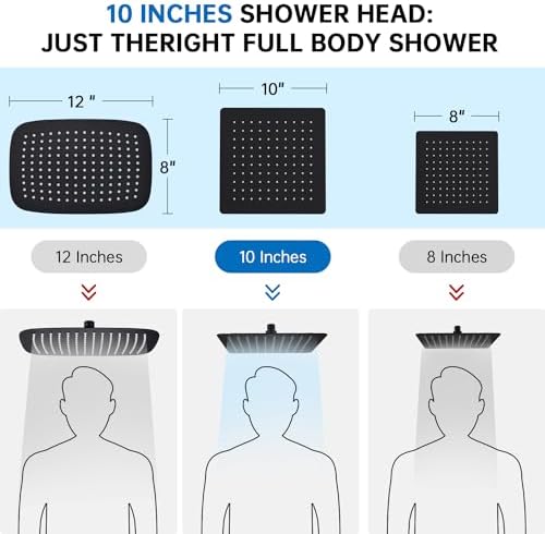 G-Promise All Metal 10" Dual Square Shower Head Combo | Rain Shower Head | Handheld Shower Wand | Adjustable | 3-Way Diverter | 71" Extra Long Hose - A Bathroom Upgrade (Matte Black)