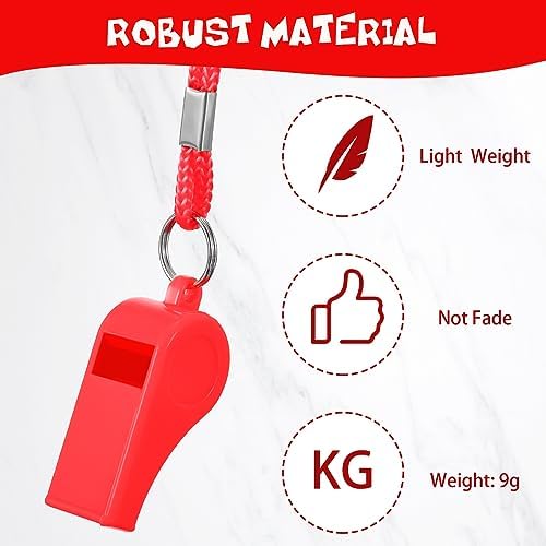 Honoson 100 Pcs Whistle for Adults with Lanyard Plastic Safety Emergency Whistle Survival Loud for Lifeguard Coaches Hiking Self Defense Outdoor Camping Accessories