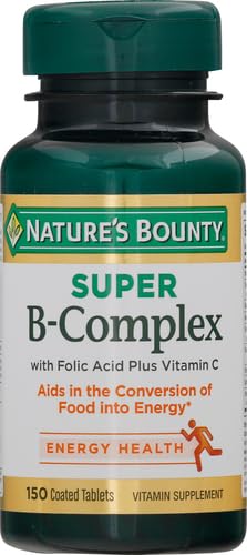 Nature's Bounty Super B Complex Vitamins with Vitamin C & Folic Acid,Vitamins for Immune & Cellular Energy Support,150 Tablets,(Pack of 3)