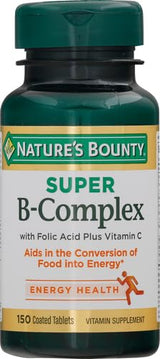 Nature's Bounty Super B Complex Vitamins with Vitamin C & Folic Acid,Vitamins for Immune & Cellular Energy Support,150 Tablets,(Pack of 3)