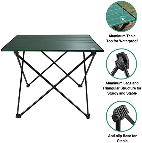 VILLEY Portable Camping Side Table, Ultralight Aluminum Folding Beach Table with Carry Bag for Outdoor Cooking, Picnic, Camp, Boat, Travel