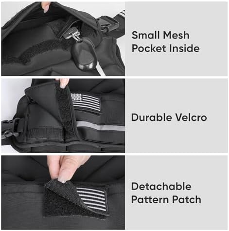 APEXUP Adjustable Weighted Vest, 4-10lb/12-18lb/20-32lb Vest with 6 Ironsand Weights and Large Pocket, Weight Vest for Men Women Strength Training, Running, Walking