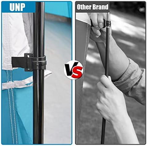 UNP Camping Tent 8/9 Person, Family Camping Tent, 5 Large Ventilation Mesh Windows, 14'x14'x78 inches Tall with Dividers Curtain for 2 Room