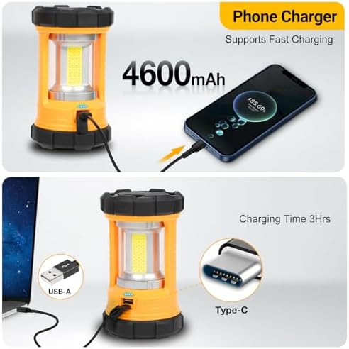 Camping Lantern, 3200LM Bright Camping Lights, 4600mAh Rechargeable LED Lantern, Lantern Flashlight for Power Outages/Fishing/Hurricane/Emergency, CT CAPETRONIX Camping Accessories (2-Pack)