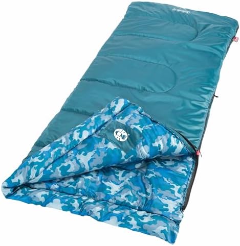 Coleman Kids 45°F Sleeping Bag for Children up to 5ft 5in Tall, Lightweight & Warm Sleep Sack for Indoor/Outdoor Use, Machine Washable