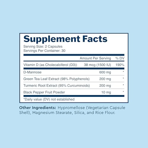 Uqora Defend - Urinary Tract Health Supplement - Support Bladder Health & Cleanse Biofilm* with D-Mannose, Green Tea Extract, Turmeric Extract & More - Gluten-Free - 60 Capsules (30-Day Supply)