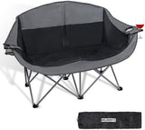 WILDROOTS Outdoor Folding Double Camping Chair Adults 2 Person,Heavy Duty 600 LBS Loveseat with 2 Cup Holder,Portable Carry Bag Included for Camping,Lawn,Backyard,Movie