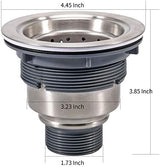 3-1/2 Inch Sink Drain Assembly Kit, Removable Deep Sink Strainer Basket with Sink Stopper/Sealing Lid for Home, Kitchen, Stainless Steel
