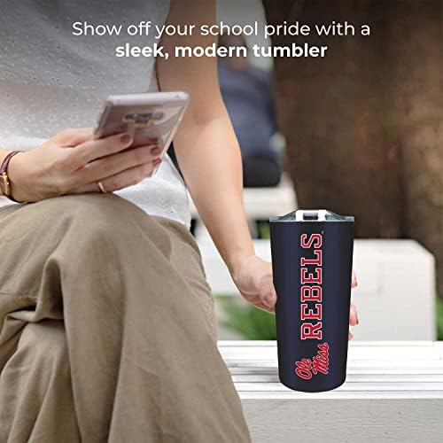 Campus Colors NCAA Stainless Steel Tumbler perfect for Gameday - 18 oz - Double Walled - Keeps Drinks Perfectly Insulated (Ole Miss Rebels - Navy)