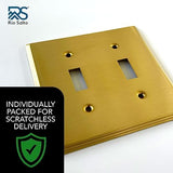 Rio Salto BRASS Modern Metal Gold Outlet Cover or Light Switch Cover Wall Plate Toggle Switch 2-Gang Double Toggle Light Switch Covers Wall Plate Wallplate Decorative Gold 2 Gang STANDARD SIZE