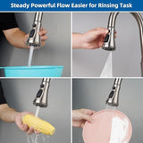 Hibbent Pull Down Kitchen Faucet Head Replacement, 3-Function Kitchen Faucet Head Sink Spray Nozzle with 15 Adapters Compatible with Moen, American Standard, Delta, Kohler Faucets, Brushed Nickel