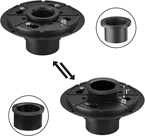 EXF Square Shower Drain 4-3/8 Inch Matte Black, Stainless Steel Shower Floor Drain Kit with ABS Flange, Removable Cover Grid Grate, Hair Strainer