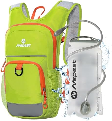 Kids Hydration Backpack, Mini Water Backpack with 1.5L Water Bladder for Hiking Cycling Running