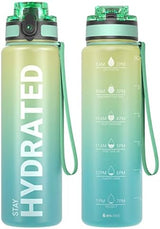 Sahara Sailor Water Bottle 32oz, Durable and Leakproof Water Bottles Motivational with Time Marker, Tritan, BPA Free, Wide Mouth with Easy Clean Brush for Gym, Travel, Home, School, Office (1 Bottle)