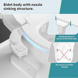 PIKETS Bidet Attachment for Toilet, Dual Nozzle (Frontal and Rear Wash) Non-Electric Fresh Water Bidet Toilet Seat Attachment with Nozzle Self Cleaning, Adjustable Water Pressure (White)