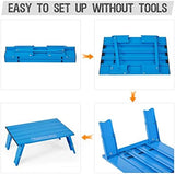 Ultralight Aluminum Mini Table, Foldable Small Beach Table with Retractable Legs, 66lbs/30kg Weight Capacity, Suitable for Picnic Camping Outdoor Hiking(Blue)
