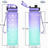 Enerbone Water Bottle, Leakproof BPA & Toxic Free, Motivational Water Bottle with Times to Drink and Straw, Fitness Sports Water Bottle with Strap for Office, Gym, Outdoor Sports