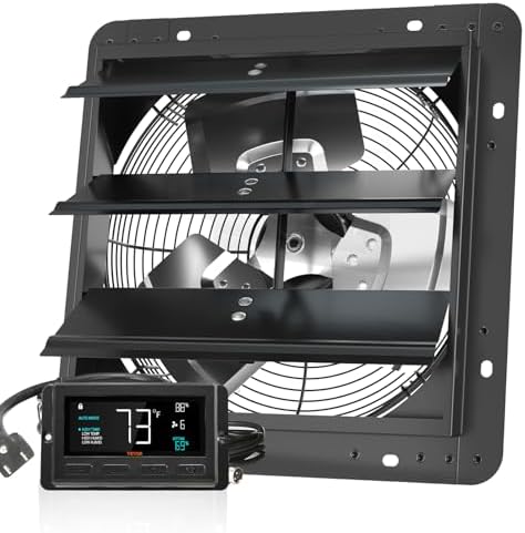 VEVOR 12-Inch Exhaust Fan with Temperature Humidity Controller, 940 CFM, 10-Speed Adjustable, ETL Listed, Black