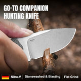 Kizer Beaver Fixed Blade Knife with Sheath, 2.75" Nitro-V Steel Blade EDC Camping Knife with Black Micarta and Orange G10 Handle, Small Bushcraft Survival Hunting Knives for Men Women, 1078A2