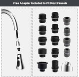 Hibbent Pull Down Spray Head for Kitchen Faucet, 3-Function Kitchen Sink Spray Nozzle with 15 Adapters, Faucet Head Replacement Compatible with Moen, American Standard, Delta, Kohler Faucets, Chrome
