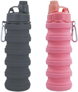 Collapsible Water Bottles Travel water bottle Sports Portable Sport Water Bottle Reusable Water Bottles comes with mountaineering Buckle 500ml silicone Water-proof camping water bottle