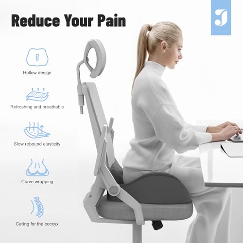 JESIDO Seat Cushion for Office Chair, Sciatica and Tailbone Pain Relief Cushion, Coccyx Cushion for Car, Desk Chairs, Wheelchair