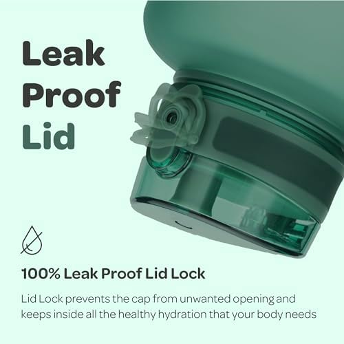 Hydracy Water Bottle with Time Marker -Large BPA Free Water Bottle & No Sweat Sleeve -Leak Proof Gym Bottle with Fruit Infuser Strainer & Times to Drink -Ideal for Fitness Sports & Outdoors