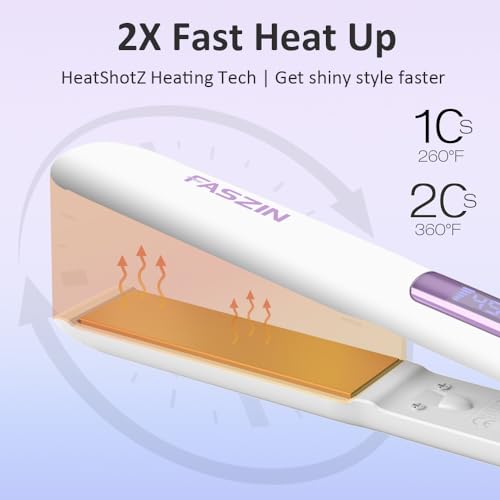 Hair Straightener, Fast Heat Titanium Flat Iron with Negative Ions to Create Sleek Style, 2 in 1 Straightener and Curler Dual Voltage Styling Tool for Professional Salon Straighten/Curl/Wave