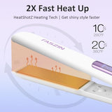 Hair Straightener, Fast Heat Titanium Flat Iron with Negative Ions to Create Sleek Style, 2 in 1 Straightener and Curler Dual Voltage Styling Tool for Professional Salon Straighten/Curl/Wave