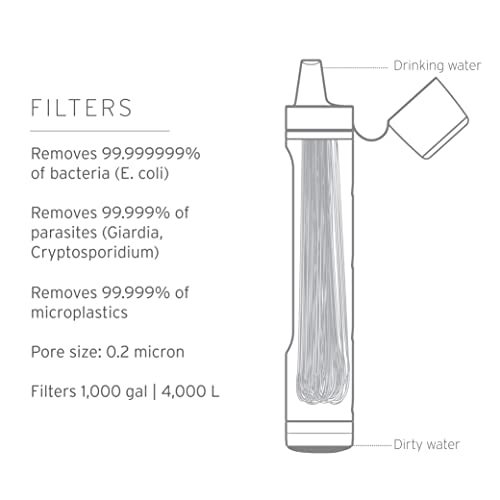 LifeStraw Peak Series - Personal Water Filter Straw for Backup Filtration, Emergency, Survival, and Ultralight Hydration, Dark Mountain Gray, 2 Pack