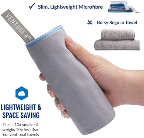 VENTURE 4TH Quick Dry Travel Towel - Fast Drying Ultra Soft Microfiber Towels - Essential for Camping, Backpacking, Yoga, Swimming, Gym, Sports and Beach - 3 Compact Sizes