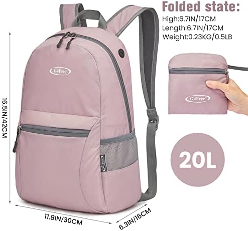 G4Free 20L Lightweight Packable Backpack Travel Hiking Daypack Foldable Backpack for Men Women