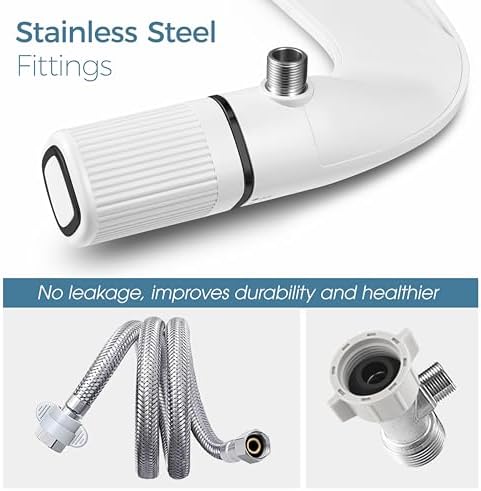 BIGCOW Ultra-Slim Bidet Attachment for Toilet - Dual Nozzle (Frontal & Rear Wash) with Adjustable Cold Water Pressure and Stainless Steel Inlet - Hygienic Solution for Fresh Cleanliness