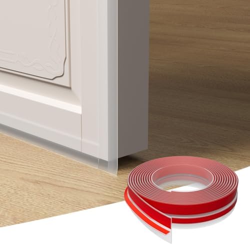 T-Shaped Door Draft Stopper, 1.97 in x 20 Ft Silicone Seal Strip for Windows Gaps, 1.8mm Thickest Seal Strip Weather Stripping Shower Sweep, Clear