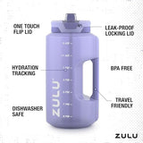 ZULU Goals Large Water Bottle Jug with Time Marker & Handle for All Day Hydration | Silicone Soft Straw with Locking Leak-Proof Lid | For Gym, Camping, Workout, and Outdoors | BPA-Free | 64oz, 128oz