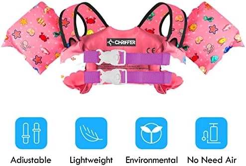 Chriffer Kids Swim Vest Life Jacket for 22-66 Pounds Boys and Girls, Toddler Floaties with Shoulder Harness Arm Wings for 2,3,4,5,6,7 Years Old Baby