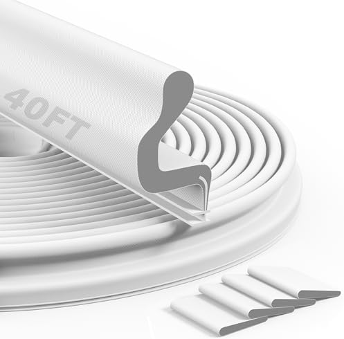 40FT Kerf Weather Stripping Door Seal Soundproof Weather Strips Seal Strip for Door Frame Exterior Weather Stripping (40FT,White,4 Gaskets)