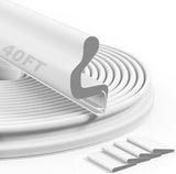 40FT Kerf Weather Stripping Door Seal Soundproof Weather Strips Seal Strip for Door Frame Exterior Weather Stripping (40FT,White,4 Gaskets)