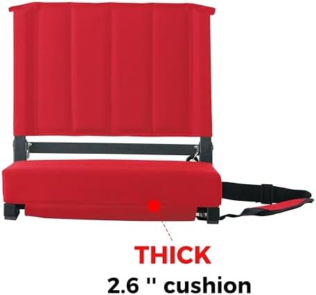 SPORT BEATS Stadium Seats with Back Support Bleacher Chairs with Back and Cushion Thick Padded Bleacher Seats Includes Shoulder Strap